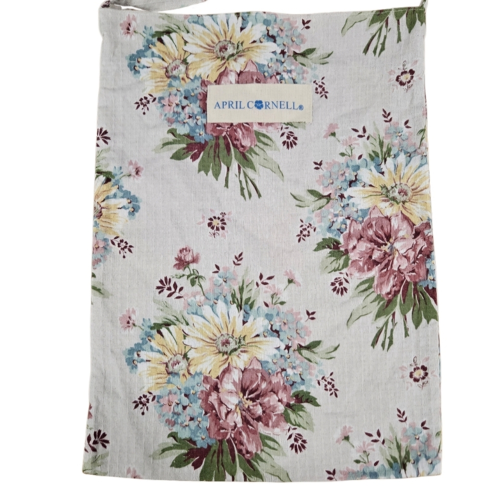 April Cornell Floral Tote Bag Shopping Gardening Sack Market White With Flowers - Picture 2 of 9